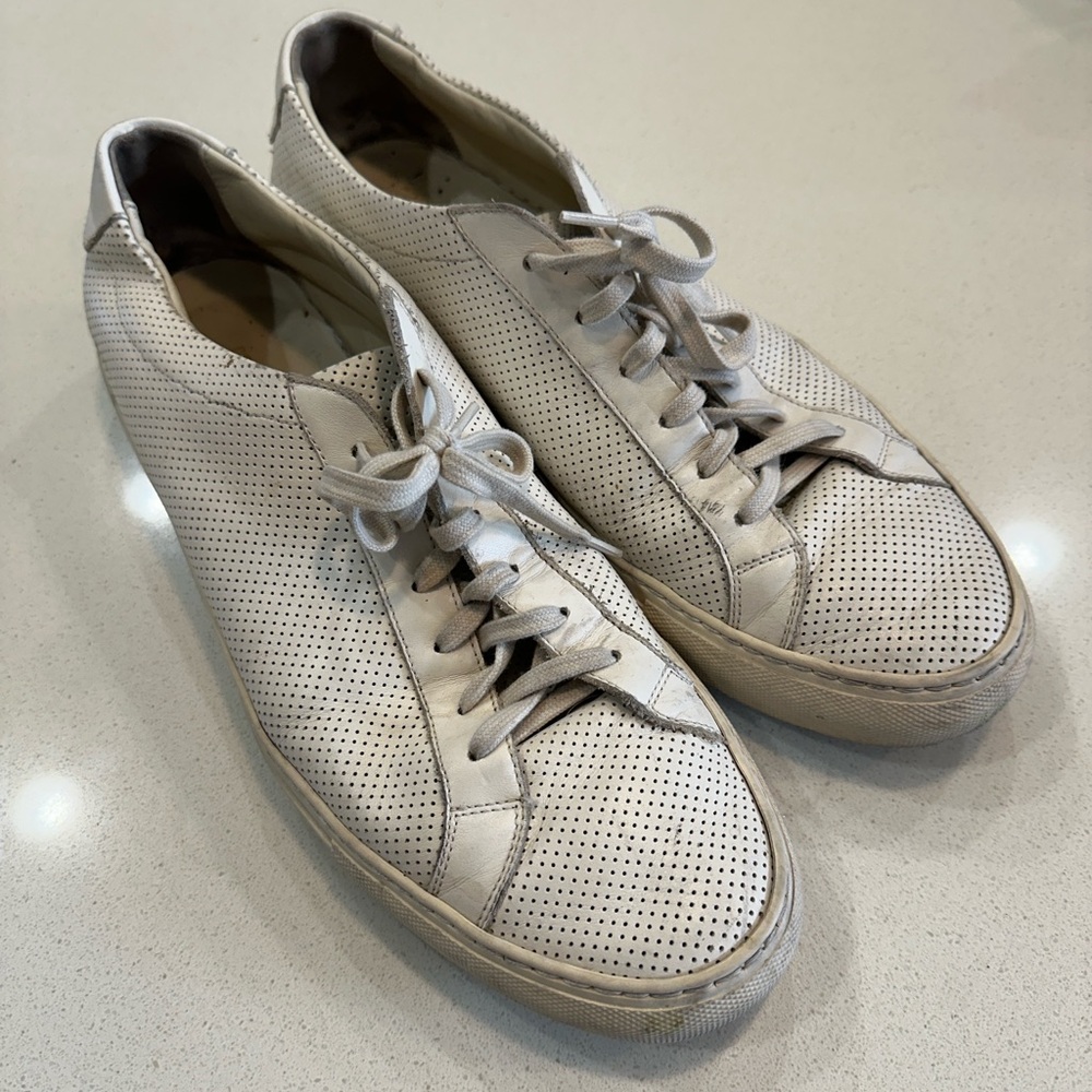 Common Projects Cream Perforated Achilles Sneakers